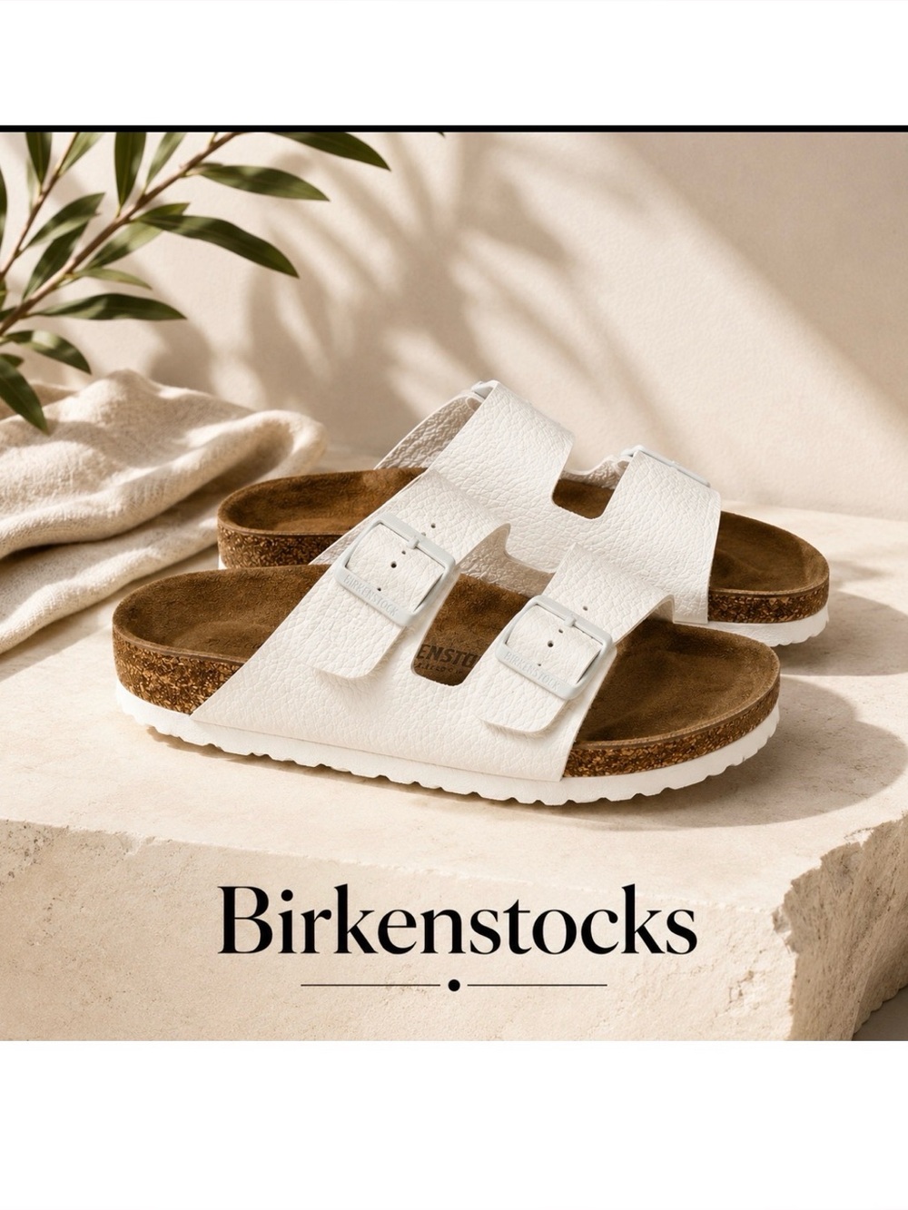 Birkenstock Arizona white leather soft footbed sandals slides woman 37 or 7.5 us